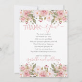 Pink Rose Bloral Blooms Baby Dusche Vielen Dank Dankeskarte (Vorderseite)