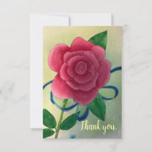 Pink Rose Blue Ribbon Wedding Danke Karten