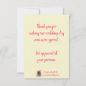 Pink Rose Blue Ribbon Wedding Danke Karten (Rückseite)