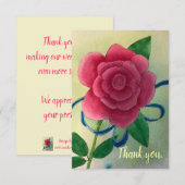 Pink Rose Blue Ribbon Wedding Danke Karten (Vorne/Hinten)