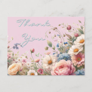 Pink Rose Blume Geburtstag Danke Postcard Postkarte