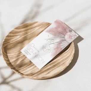 Pink Rose Boho Bohemian Chic Pampas Grass Visitenkarte