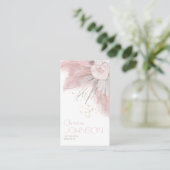 Pink Rose Boho Bohemisch Chic Pampas Grass Visitenkarte (Stehend Vorderseite)