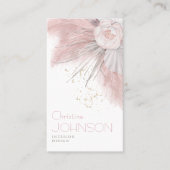 Pink Rose Boho Bohemisch Chic Pampas Grass Visitenkarte (Vorderseite)