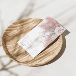 Pink Rose Boho Bohemisch Chic Pampas Grass Visitenkarte