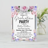 Pink Rose Bokeh Graduierungspartei Einladung (Stehend Vorderseite)