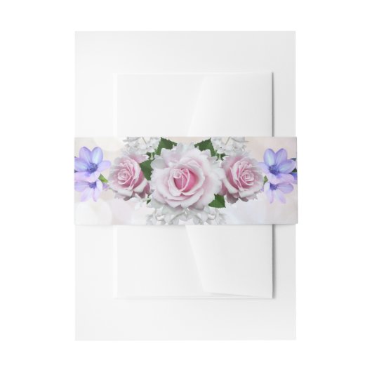 Pink Rose Bokeh Wedding Einladungsbanderole (Vorderseite Beispiel)