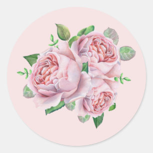 Pink Rose Bouquet Blumenkleber Runder Aufkleber