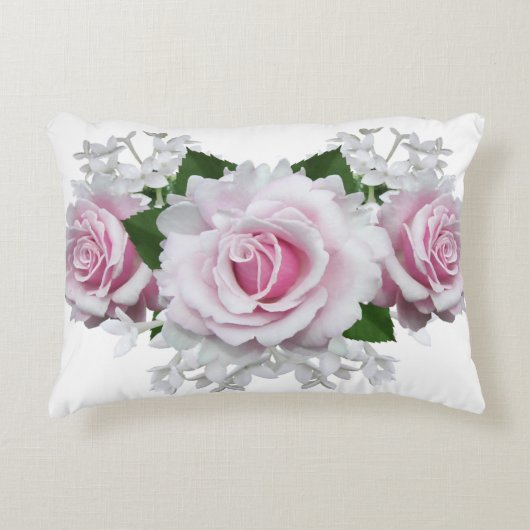 Pink Rose Bouquet Dekokissen (Vorderseite)