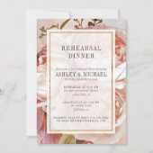 PINK ROSE BOUQUET Elegante Probe Abendessen Einladung (Vorderseite)