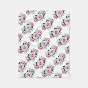 Pink Rose Bouquet Fleecedecke