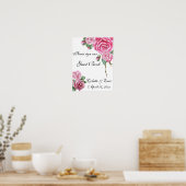 Pink Rose Bouquet Floral Gästebuch Hochzeit (Küche)