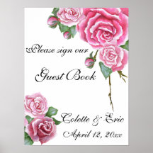 Pink Rose Bouquet Floral Gästebuch Hochzeit
