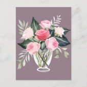 Pink Rose Bouquet | Floral Weibliche Wasserfarbe Postkarte (Vorderseite)
