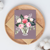 Pink Rose Bouquet | Floral Weibliche Wasserfarbe Postkarte