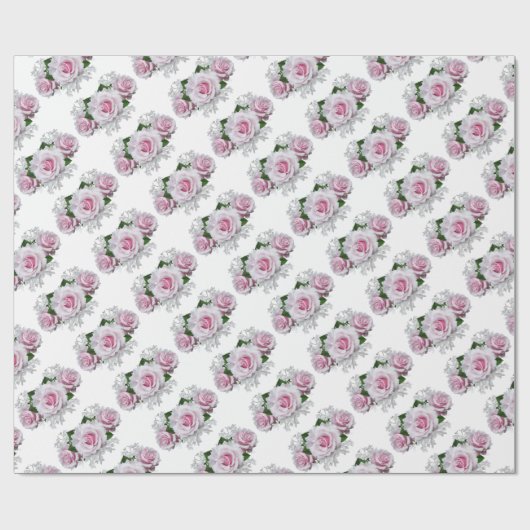 Pink Rose Bouquet Geschenkpapier (Flach)