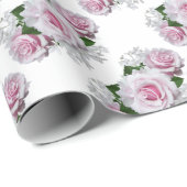 Pink Rose Bouquet Geschenkpapier (Rolleneckpunkt)