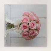 Pink Rose Bouquet Pearl Lace Romantic Puzzle (Horizontal)