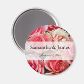 Pink Rose Bouquet Personal Wedding Magnet (Vorderseite/Rückseite)