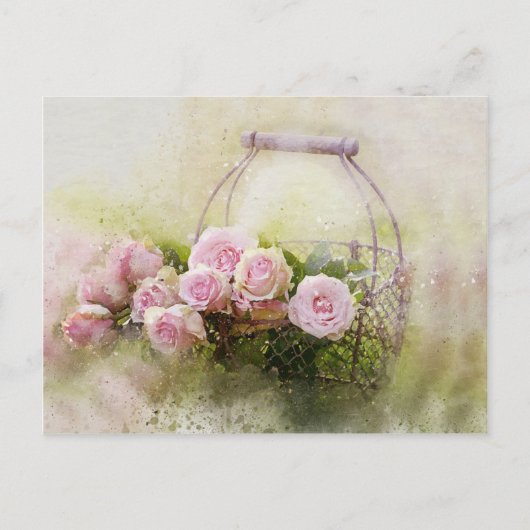 Pink Rose Bouquet Postkarte (Vorderseite)