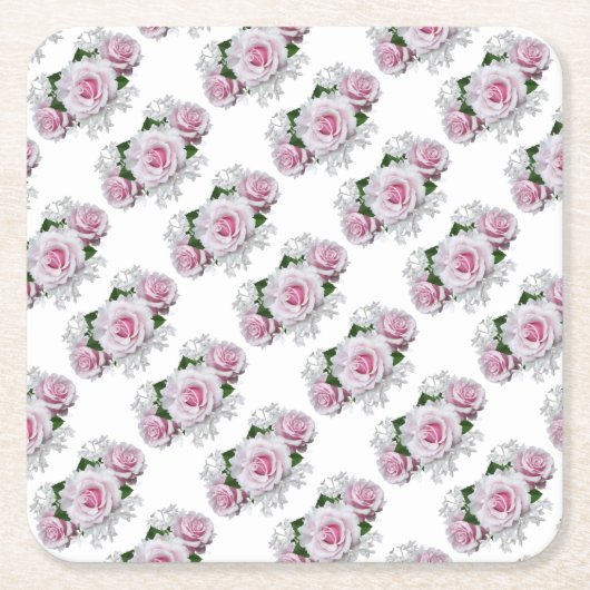 Pink Rose Bouquet Rechteckiger Pappuntersetzer (Vorderseite)