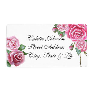 Pink Rose Bouquet Wedding Rücksendeadressen-Aufkle