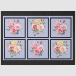 Pink Rose Bouquets Tiled Decoupage Seidenpapier