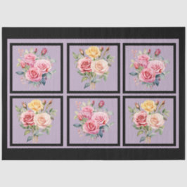 Pink Rose Bouquets Tiled Decoupage Seidenpapier
