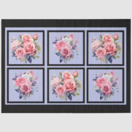 Pink Rose Bouquets Tiled Decoupage Seidenpapier