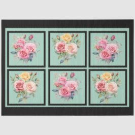 Pink Rose Bouquets Tiled Decoupage Seidenpapier