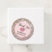 Pink, Rose Braun, Glitzer Baby Dusche Danke Geschenkanhänger (Beispiel)