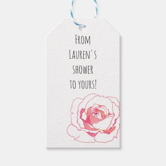 PINK ROSE BRAUTPARTY Gift Tags Geschenkanhänger (Vorderseite)