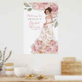 Pink Rose Bridge Brautparty Willkommenspender Poster (Küche)