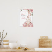 Pink Rose Bridge Brautparty Willkommenspender Poster (Küche)