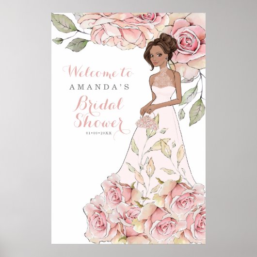 Pink Rose Bridge Brautparty Willkommenspender Poster (Vorne)
