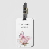 Pink Rose Butterfly Gepäckanhänger (Vorderseite Vertikal)