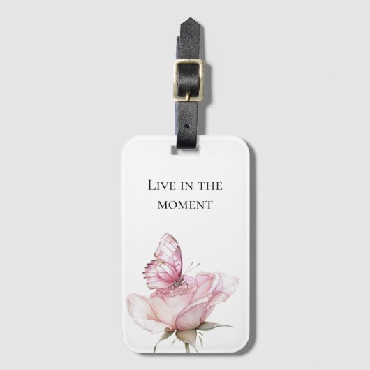 Pink Rose Butterfly Gepäckanhänger (Vorderseite Vertikal)