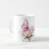 Pink Rose Butterfly Kaffeetasse (Vorderseite Links)
