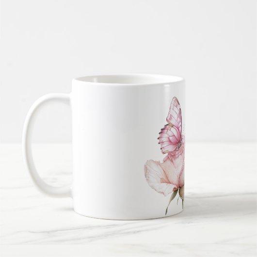 Pink Rose Butterfly Kaffeetasse (Links)