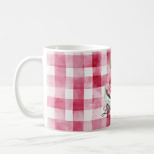  Pink Rose Candle Plaid  Kaffeetasse (Links)