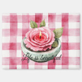  Pink Rose Candle Plaid  Magnet (Vorderseite)
