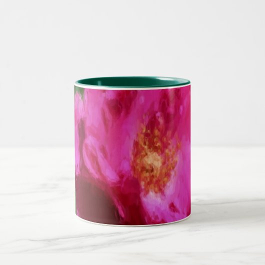 Pink Rose Chalk Zeichne florale Kunst Zweifarbige Tasse (Mittel)