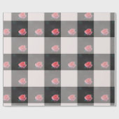 Pink rose checkered pattern geschenkpapier (Flach)