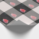Pink rose checkered pattern geschenkpapier (Ecke)