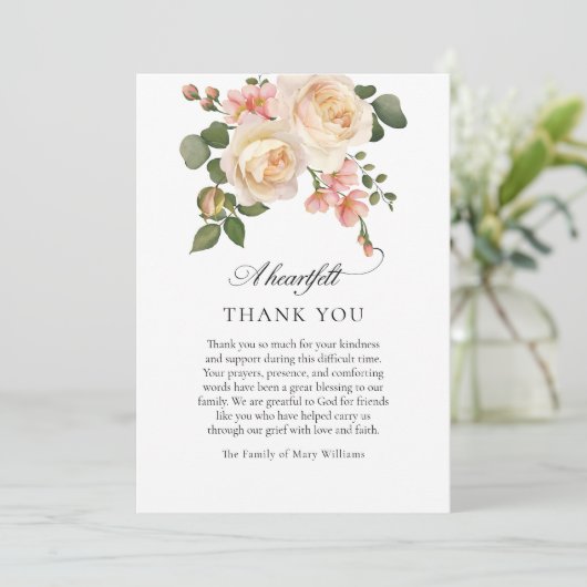 Pink Rose Christliche Beerdigung Danke (Stehend Vorderseite)