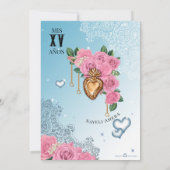 Pink Rose Classic Blue Lowrider Chola Quinceanera Einladung (Rückseite)