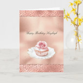 Pink Rose Cupcake Gold Glam Glitter Geburtstag   Karte (Gelbe Blume)
