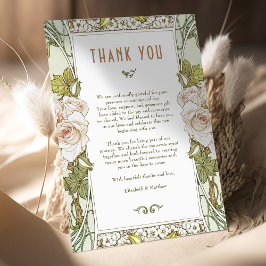 Pink Rose Dankeschön Karte Vintag Jugendstil Mucha