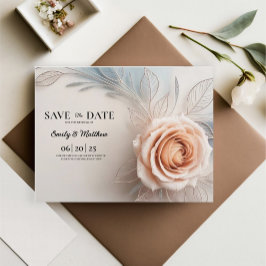 Pink Rose Dew Drops Designer Save the Date Ankündigungspostkarte