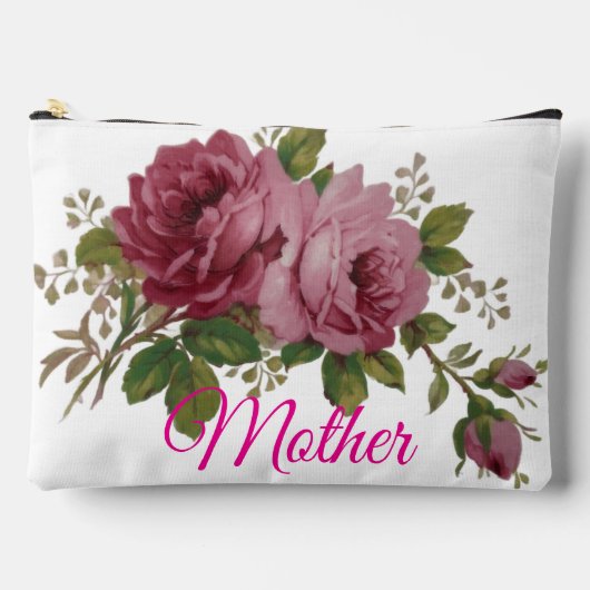 Pink Rose Elegance Print Cut Sew Bag Zubehörtasche (Vorderseite)
